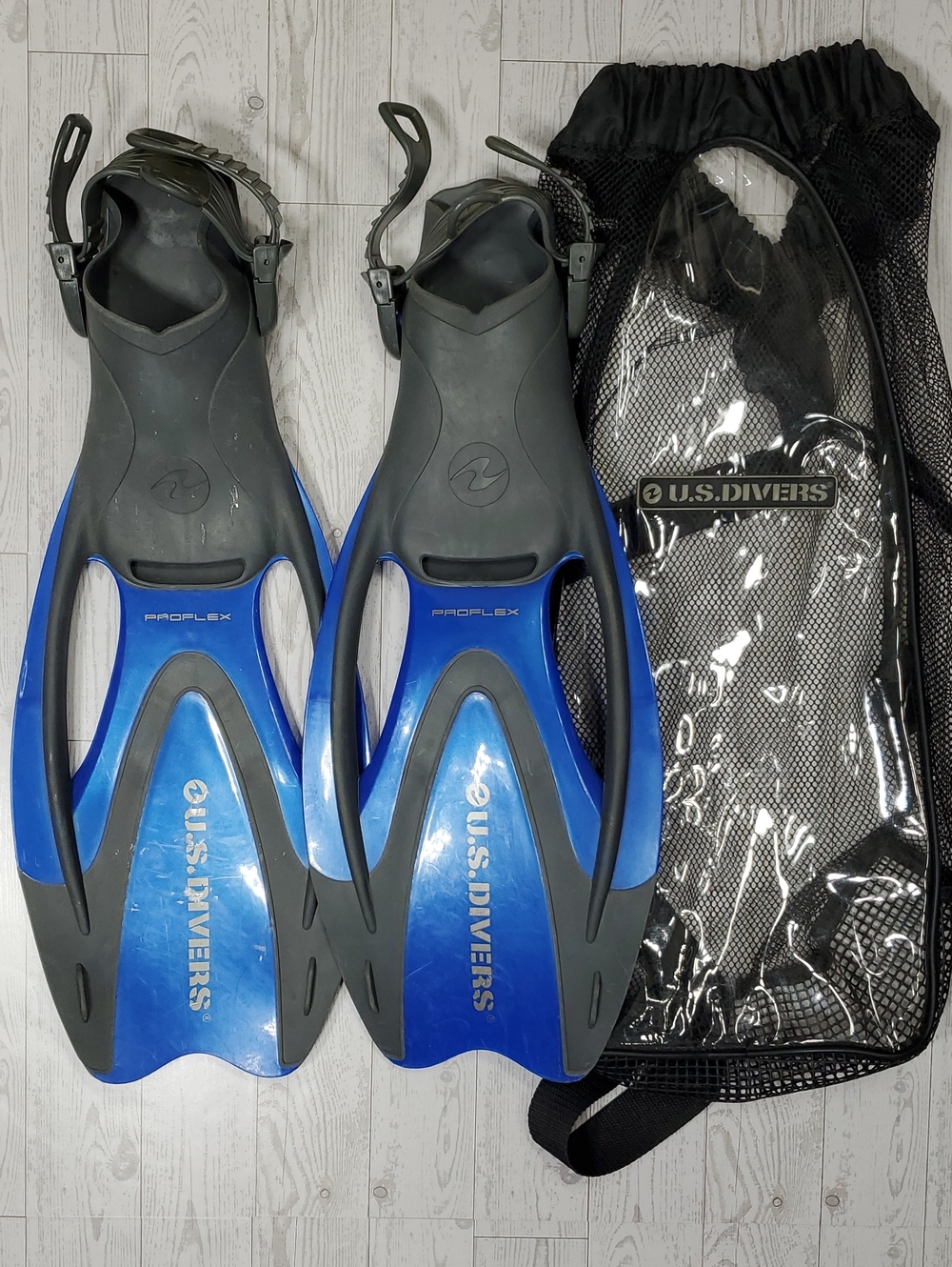 U.S. Divers Adult Blue Grey Proflex Swim Fins Divers Snorkeling Adult Medium